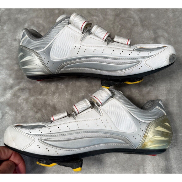 Sidi White Red Hook & Loop 3 Bolt Road Cycling Shoes Mens Size 43 US 9 - Picture 4 of 8